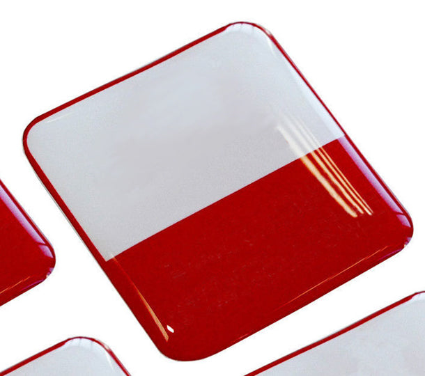 Detailaufnahme eines rechteckigen Doming-Labels in Rot/Weiß mit abgerundeten Kanten – 3D-Gel-Aufkleber, City Medien Einkaufswelt für Partner Wiesbaden – Kategorien: Aufkleber & Etiketten, Doming, Werbetechnik – drucken lassen, kaufen, günstig online bestellen, preiswert