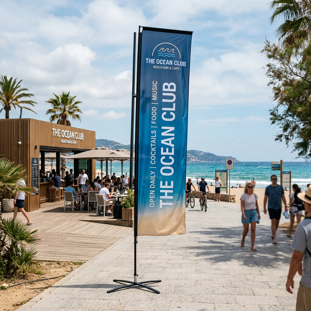 Beachflag Rechteck | Large (400 cm) | einseitig oder beidseitig bedruckt