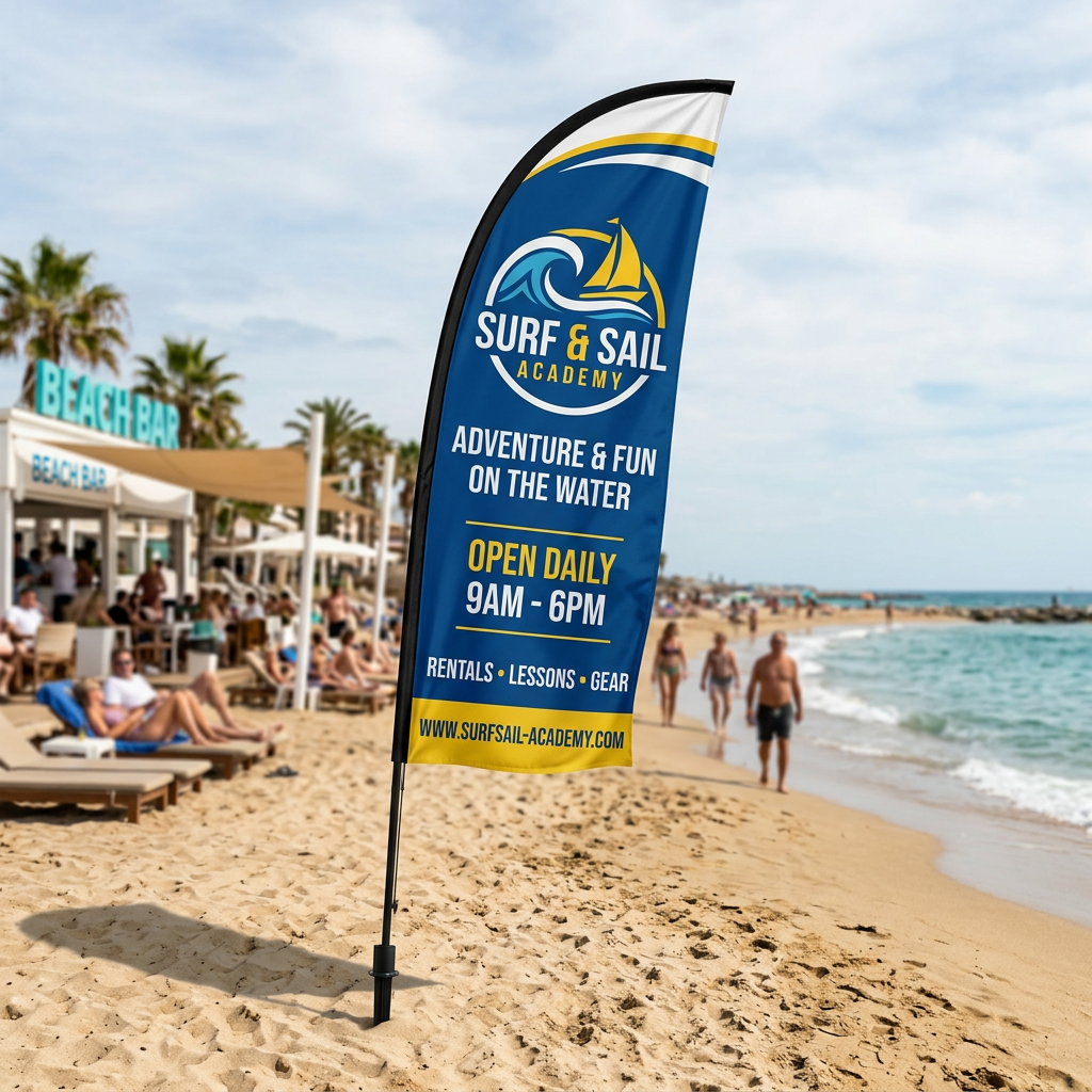 Beachflag Wind | Medium (320 cm) | einseitig oder beidseitig bedruckt