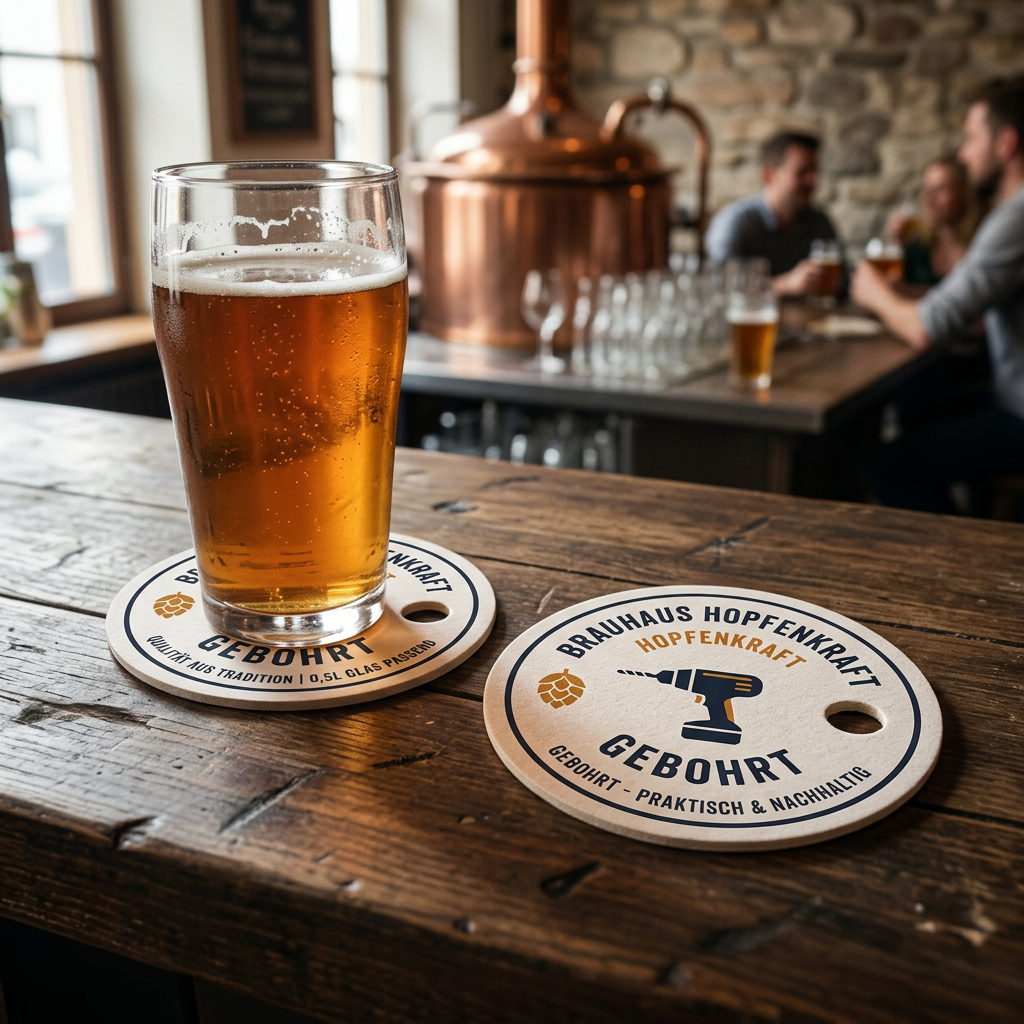 Bierdeckel gebohrt