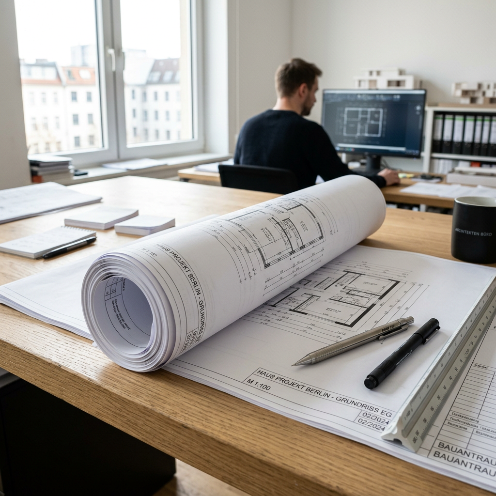 CAD-Pläne auf Rolle