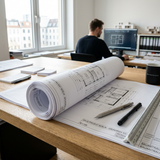 CAD-Pläne auf Rolle