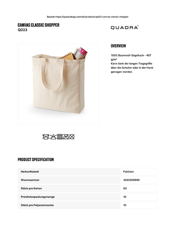 Tasche Premium Canvas Classic Shopper