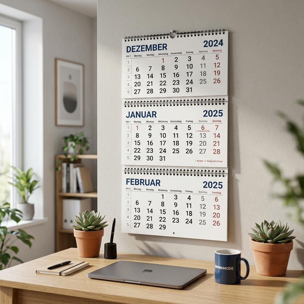 Drei Monatskalender für das Folgejahr
