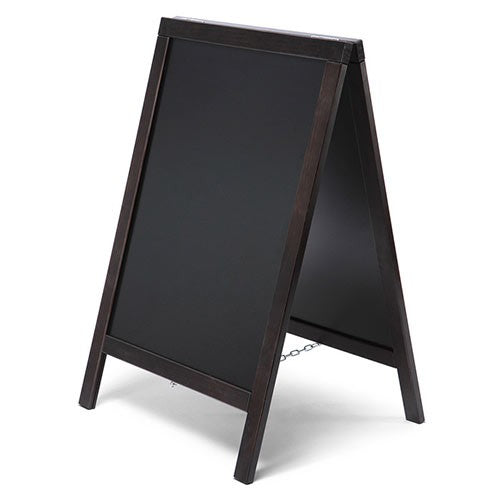 Kreidetafel Kundenstopper in dunkler Holzoptik, beidseitig nutzbar, Format 55 × 85 cm – ohne Druck bei City Medien Einkaufswelt für Partner in Wiesbaden bestellen