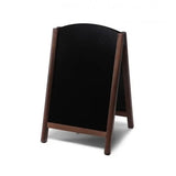 Kundenstopper Kreidetafel gebogen in Dunkelbraun, Holz-A-Board beidseitig beschreibbar, Größe B 55 × H 85 cm, ohne Druck – ideal für Gastronomie & Handel, City Medien Einkaufswelt für Partner Wiesbaden