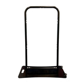 Gestell des ZIPP-Kundenstoppers: schwarzer Rahmen für Textilhusse mit Reißverschluss, Standfuß mit Tragegriff – Werbeaufsteller mit Druck bei City Medien Einkaufswelt für Partner Wiesbaden