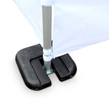 Faltpavillon 3x6 bedruckt – Befestigungsgewicht an Aluminiumstandfuß mit Seitenwandbespannung montiert, Detailansicht in Wiesbaden von City Medien Einkaufswelt für Partner günstig kaufen, drucken lassen, online preiswert bestellen – Pavillons, Eventzelte, Promotionzubehör