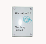 Wandschild mit Einleger – Vorderansicht Bürobesetzung der Abteilung Einkauf in Wiesbaden von City Medien Einkaufswelt für Partner günstig kaufen, online preiswert bestellen und selbst drucken – Leitsystem