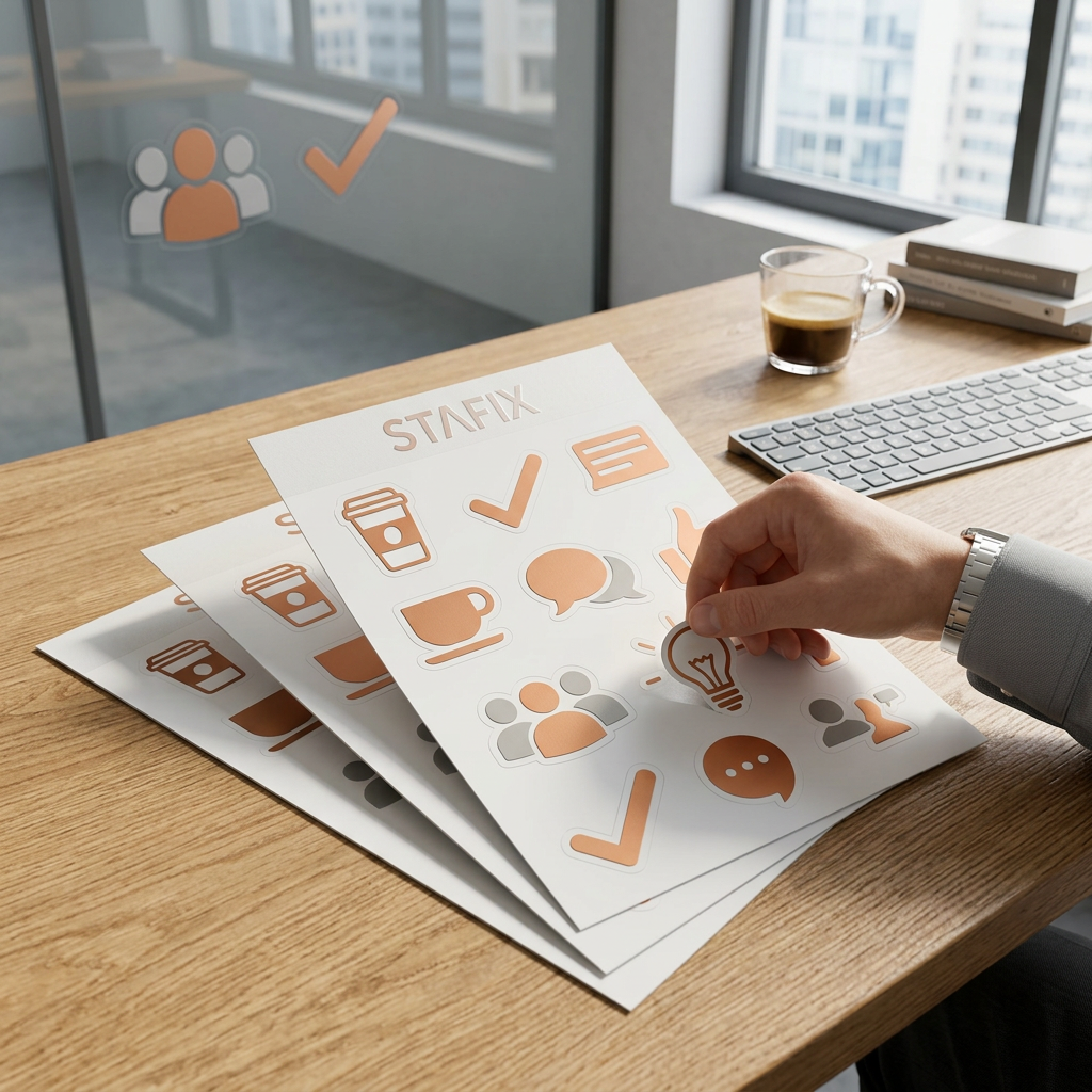 STAFIX-Stickerbogen mit klebstofffreien Aufklebern