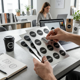 Stickerbogen auf Silberfolie