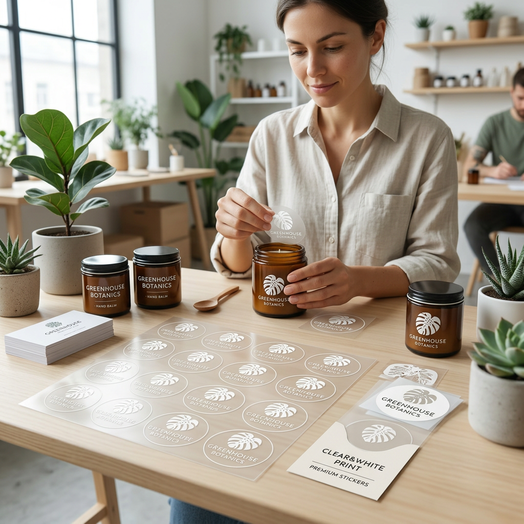 Stickerbogen mit Weißdruck