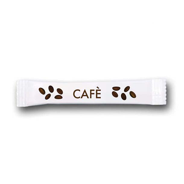 Rohrzuckersticks 3,6 g – weißer Portionsstick 10 x 2 cm mit braunen Kaffeebohnen und Schriftzug „Cafè“, beidseitig bedruckt in Wiesbaden von City Medien Einkaufswelt für Partner günstig kaufen, drucken lassen, online preiswert bestellen – Gastronomiebedarf, Werbemittel, Catering