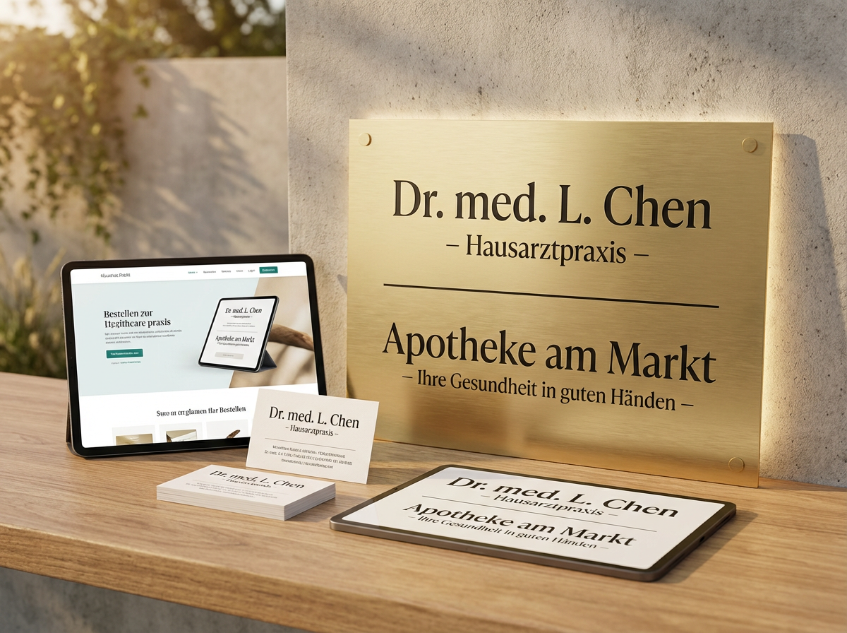Visitenkarten & Praxisschilder für Apotheken & Ärzte