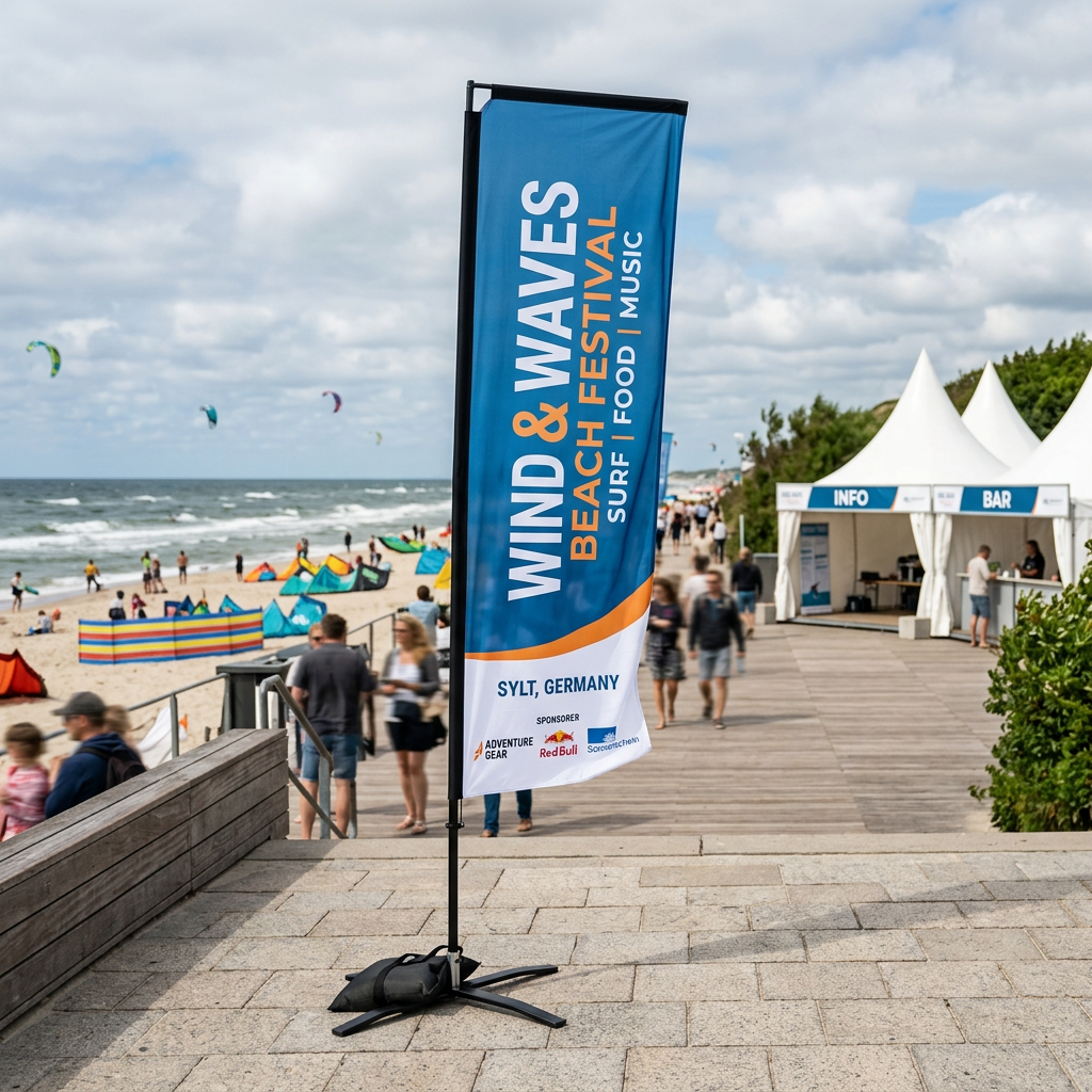 Beachflag Rechteck | Medium (300 cm) | einseitig oder beidseitig bedruckt