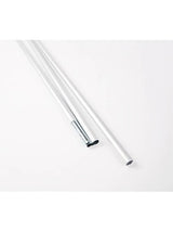 Roll Up Standard B 100 cm x H 200 cm: Drei silberne, runde Metallstangen liegen nebeneinander. Die dickste Stange hat eine Verjüngung am Ende, um mit einer der dünneren Stangen verbunden zu werden, in Wiesbaden bei City Medien Einkaufswelt für Partner