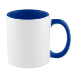 Fototasse – weiße Keramiktasse mit blauem Henkel und Innenfläche, Frontansicht von Wiesbaden günstig kaufen, drucken lassen, online preiswert bestellen – Tassen, Werbeartikel, Fotogeschenke