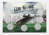 Rubbellose Fußball-Motiv – Spielfeld mit Torwart-Silhouette, runde Rubbelfelder beidseitig, Frontansicht von Wiesbaden günstig kaufen, drucken lassen, online preiswert bestellen – Rubbellose, Sportaktionen, Gewinnspiele